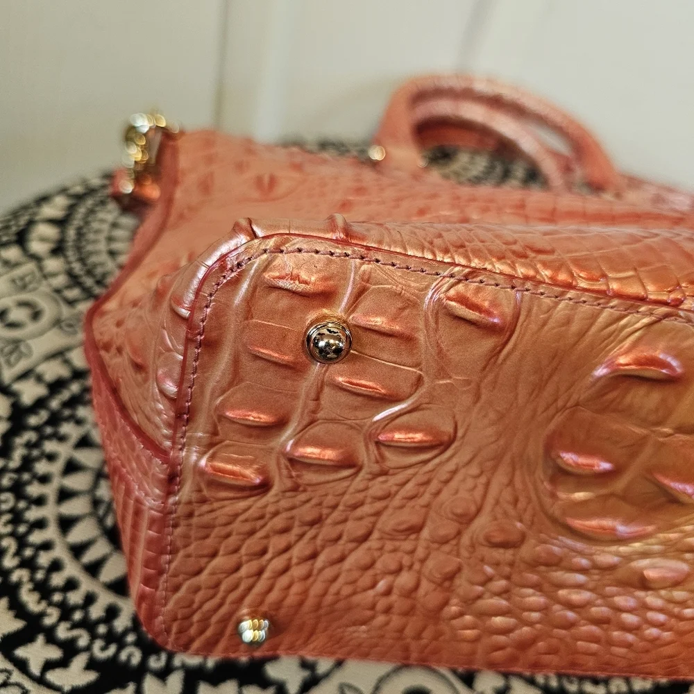 Brahmin Duxbury Pink Punch Melbourne Croc Leather and Card Holder Wallet Set